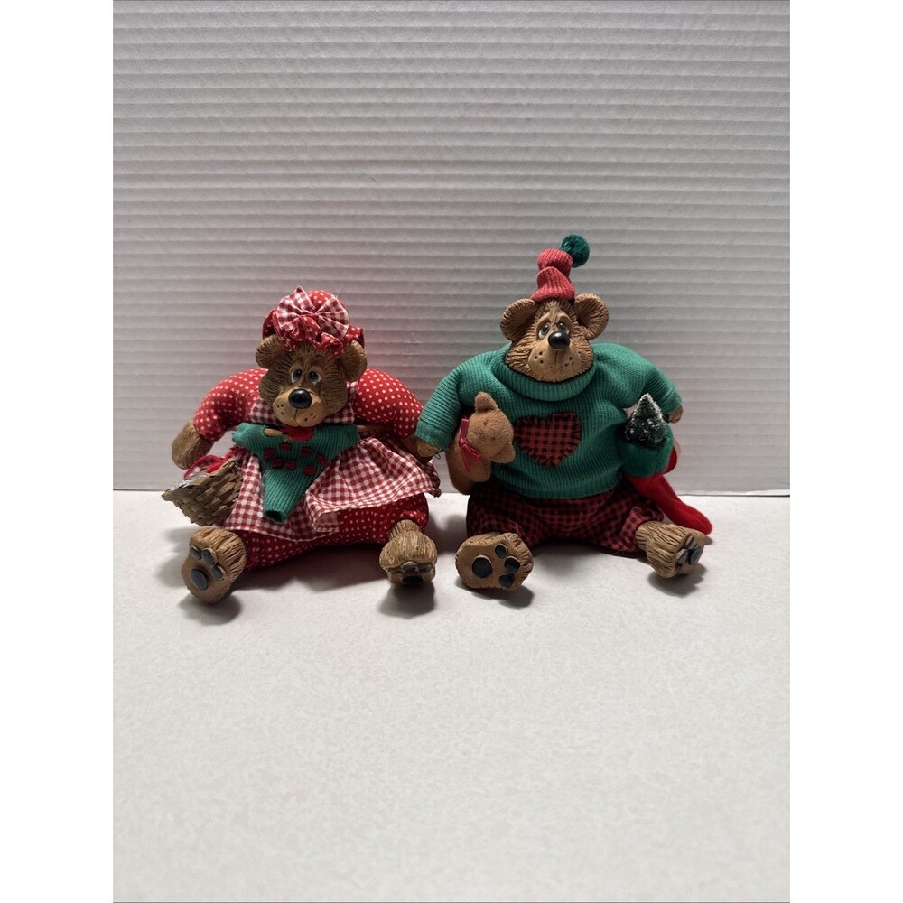 VTG Russ Berrie The Country Folks The GRIZZMAS Shelf Sitter Bears Christmas